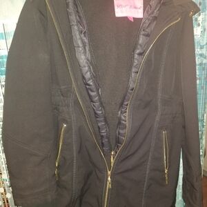 Betsey Johnson Black Utility Jacket with Gold Zippers